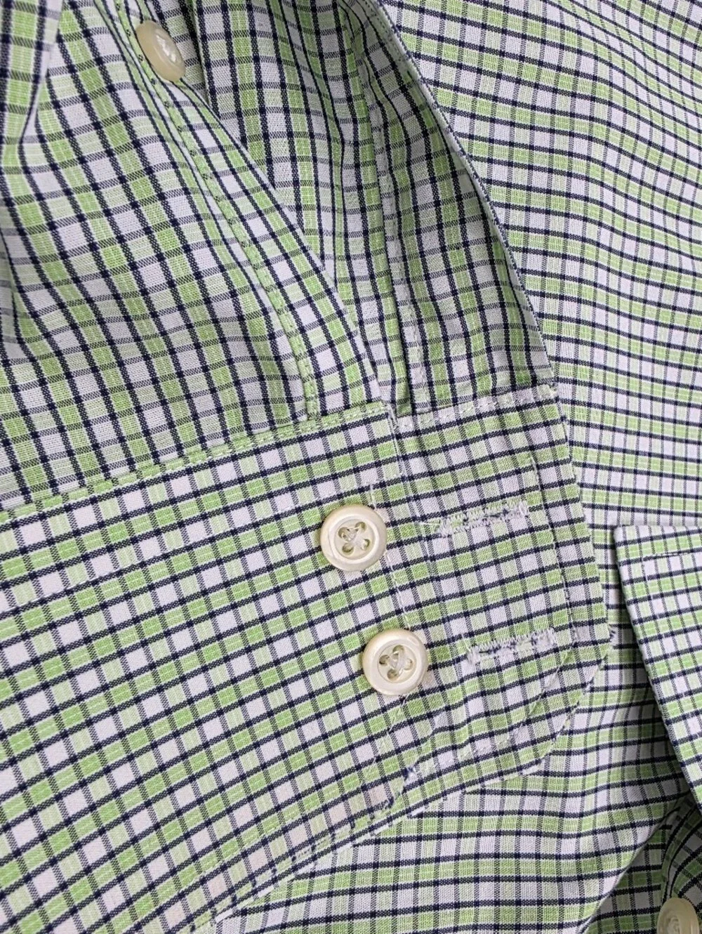 Banana Republic Slim Fit Non-Iron 2 Button Cuff Dress Shirt Size XL Green White